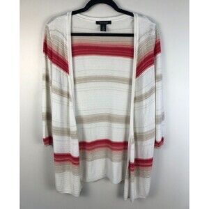 White House Black Market Open Front Striped Cardigan Sweater Size Medium Sparkle